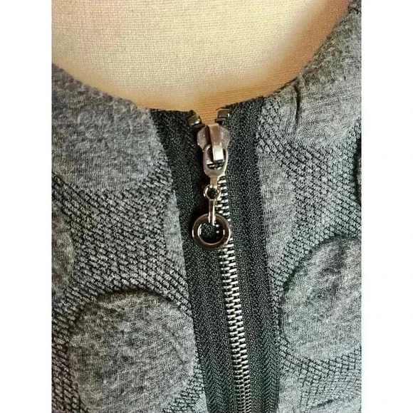 Yushi Polka Dot Art To Wear Full Zip Jacket Gray Pockets Women's Coat Large - Picture 6 of 12